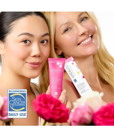 Andalou Naturals Daily Shade Face Sunscreen SPF 30 - 1000 Roses Mineral Zinc Oxide Broad Spectrum Protection Gentle for Sensitive Skin - 2.7 Fl Oz - Buy Online on GoSupps.com