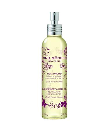 CINQ MONDES Sublime Body & Hair Oil 5.1 Fl.Oz- Organic Nurturing Dry Oil For Very Dry Skin Flaky Skin Damaged Hair Or After Sun Hydration