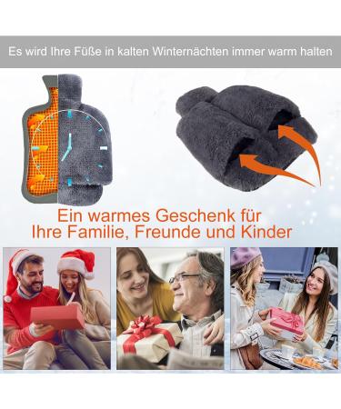 Electricity-Free Foot Warmer | 2L Heated Foot Bottle | Super Soft Winter Heating Mat for Cold Feet - Gray 38x32cm - Buy Online on GoSupps.com