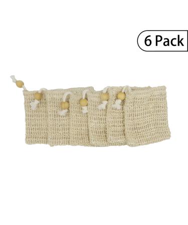 Bleu Bath (6 Pack) Exfoliating Loofah Pouch Sisal Ramie Soap Saver Bag in 100% Natural and Organic Luffa Loofa Scrubber with Drawstring and Wooden Bead Holder - Buy Online on GoSupps.com