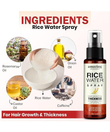 Rice Water Spray with Rosemary & Castor Oil - Hair Growth Treatment for Men & Women | Boost Volume & Reduce Hair Loss - Buy Online on GoSupps.com