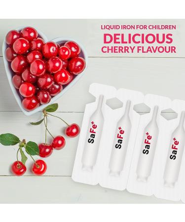 SaFe+ Liquid Iron for Children - 20mg/2mL Cherry Flavor - 30 Unit-Doses - Sugar Free & Allergen Free - Promotes Physical & Mental Wellbeing - Buy Online on GoSupps.com