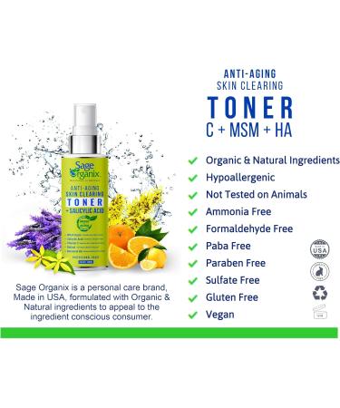 Acne Clearing Witch Hazel Toner - Advanced Skin Toner with Salicylic Acid Retinol & VIT C for Clear Skin Minimized Pores & Faded Scars - 4oz - Buy Online on GoSupps.com