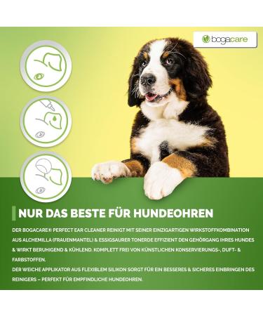 BOGACARE Perfect Ear Cleaner for Dogs - 125ml Innovative Ear Cleaner with Women's Mantle & Acetic Acid - Effective Pet Ear Hygiene Solution - Buy Online on GoSupps.com