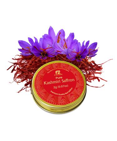 Fouzee Pure Kashmiri Saffron Threads, Finest Dark Red Saffron Spice for Cooking Paella Rice, Persian Rice, and Making Tea or Golden Milk, Saffron Pack of 1, 2 Grams 2 Gram (Pack of 1)