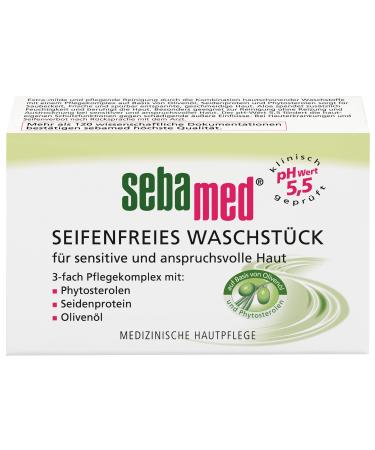 Sebamed soap-free washing piece olive extra mild and nourishing cleaning through the combination of skin-friendly washing materials 150 g 150 g (1 Pack)
