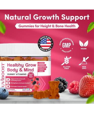 NUVIBOOST Healthy Grow Height Growth Gummies Rich in Calcium Vitamins C D3 K2 L-Arginine Ashwagandha and Others Boost Bone Health & Immunity Multivitamin for Kids 5+ Teens and Adults. - Buy Online on GoSupps.com