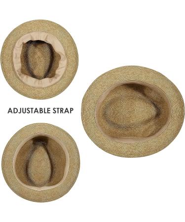 AKIO&AQUIRAX Short Brim Paper Straw Fedora Hat | Adjustable Sun Hat for Men & Women - Dark1, Medium - Buy Online on GoSupps.com