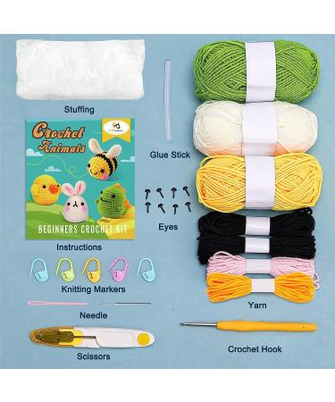 OPOUNT Beginner Crochet Kit - Complete Crochet Set for Adults and Kids - Make 4 PCS Animals - Step-by-Step Instruction and Video Tutorial - Buy Online on GoSupps.com