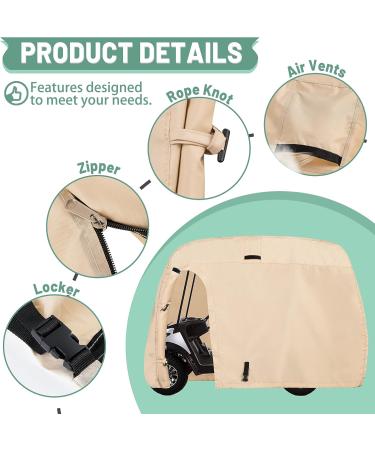 GoHimal Golf Cart Cover - 4 Passenger 600D Waterproof Sunproof Roof 80 for EZ GO, Club Car & Yamaha | Dustproof & Durable Premium Fabric - Beige - Buy Online on GoSupps.com