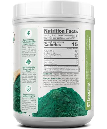 biophix Organic Spirulina Powder 2.2 lb Black Cherry Flavor - Protein-Rich Nutrient-Dense Superfood - Powerful Antioxidant - Supports Immune Health - Buy Online on GoSupps.com