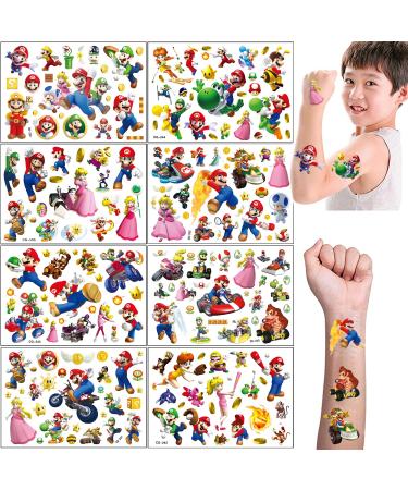 8 Sheets Mario Temporary Tattoos Stickers - Kids Waterproof Tattoo Stickers for Mario Theme Birthday Party Favors - Buy Online on GoSupps.com