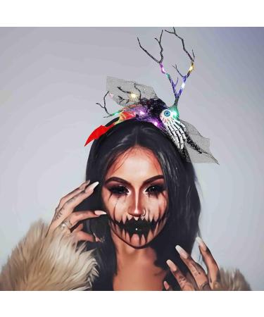 Vakkery Light Up Halloween Headbands LED Antler Branches Hair Band Flashing Halloween Costume Party Hair Accessories for Women - Buy Online on GoSupps.com