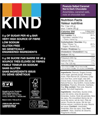 KIND Bars Peanuts Salted Caramel Nut & Dark Chocolate Gluten Free Low Sugar 40 Grams 12 Count - Buy Online on GoSupps.com