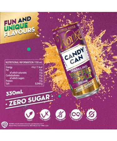 Wonka Sparkling Toffee Apple Zero Sugar Drink 1 x 330ml - 1 Count Pack - Buy Online on GoSupps.com