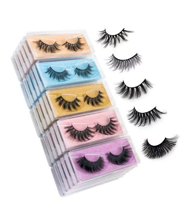 Wholesale Mixed Lashes Pack 3D Faux Mink Eyelashes 5 Style 30 Pairs Fluffy Volume Natural Charming Look Medium Length Eyelashes Cotton Band Handmade Reusable Soft False Eyelashes (5 styles-30 pairs)