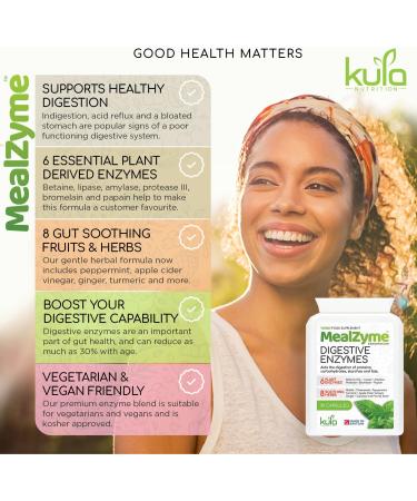 MealZyme Digestive Enzyme Supplements - Vegan Plant Based Complex for Indigestion Relief - 90 Capsules - Buy Online on GoSupps.com