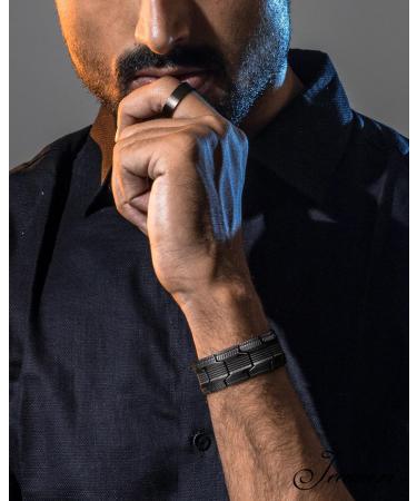 Jecanori 3X Lymph Drainage Copper Magnetic Bracelet for Men - Adjustable Wristband with Ultra Strength Magnets (3500 Gauss) - Includes Removal Tool and Gift Box - Lines-black - Buy Online on GoSupps.com