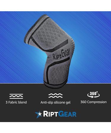 RiptGear Knee Compression Sleeve for Arthritis, Meniscus Tear - Support for Running, Walking, Weightlifting - Large Gray (1 Pack) - Buy Online on GoSupps.com