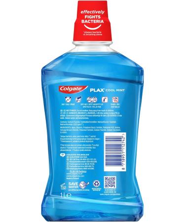 Colgate Plax Cool Mint Mouthwash 1L - Long-Lasting Freshness | No Burn | 24/7 Plaque Protection | Dentist Recommended - 1 Pack - Buy Online on GoSupps.com