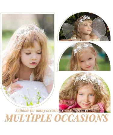 Flower Girl Headpiece - 3 Piece Pearl Flower Crown for Wedding & Birthday Party (Classic) - Buy Online on GoSupps.com