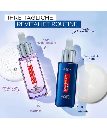 L'Or al Paris Retinol Serum - Anti-Wrinkle Night Serum with Vitamin A Hyaluronic Acid & Nourishing Oil - Revitalift Laser Facial Care - 50 ml (1 Pack) - International Shipping Available - Buy Online on GoSupps.com