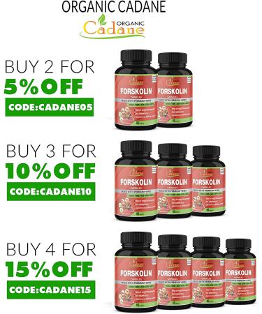 Organic Forskolin Extract 5000MG Capsules with Turmeric, Arjuna, Garcinia Cambogia & Green Tea - Maximum Strength India Supplements for Nourishing Diet & Energy Boost - Buy Online on GoSupps.com