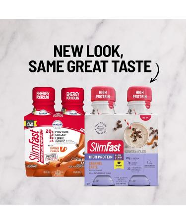 SlimFast Advanced Energy Caramel Latte Shake 4ct, 20g Protein, 11 fl oz - Pack of 4 - Buy Online on GoSupps.com