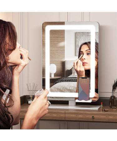 Hasipu Vanity Mirror - 16 12 LED Lighted Makeup Mirror with Smart Touch Controls and 3 Modes Light - 360 Rotation, Round White - Buy Online on GoSupps.com