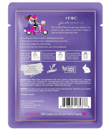 Clarity Face! Charcoal Detoxifying Gold Floral Sheet Mask with Rosemary - 1 Pack | International Shipping Available - Buy Online on GoSupps.com