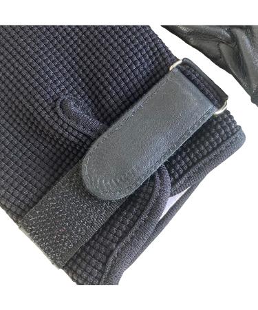 Ladies Equestrian Horse Riding Gloves - Real Leather & Cotton, Black (Medium) - Buy Online on GoSupps.com