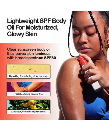 EVERYDAY HUMANS Sun Glazed SPF 30 Moisturizing Suntan Glow Oil with Gold Shimmer - Vegan Tanning Oil with Squalane, Jojoba Oil & Citrus Scent | Non-Greasy Formula, Oxybenzone Free - Buy Online on GoSupps.com