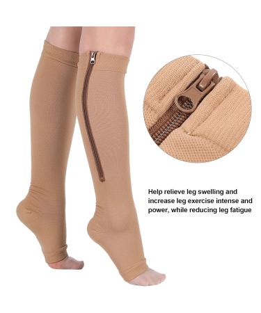 Buy Elastic Sports Compression Socks with Open Toes & Zipper - Ideal for Sports | L/XL International Shipping - Buy Online on GoSupps.com