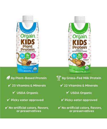 Orgain Organic Kids Protein Shake - Chocolate, 8g Protein, 22 Vitamins, Gluten-Free, Non-GMO, 12 Ct - Buy Online on GoSupps.com