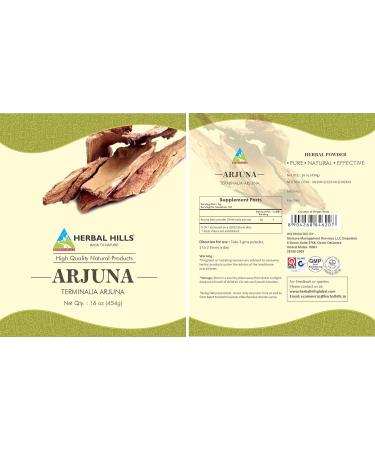 HERBAL HILLS Arjuna Bark Powder | 16 Oz | Terminalia Arjuna Standardized Extract for Wellness & Health Supplements - International Shipping Available - Buy Online on GoSupps.com