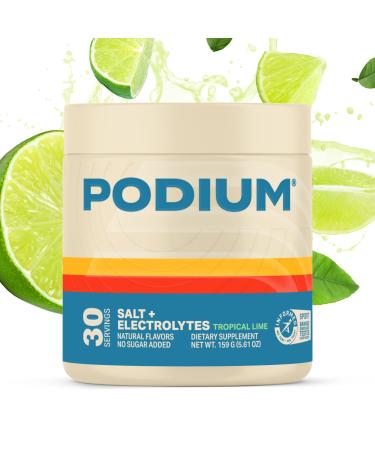 Podium Nutrition Training Salt + Electrolytes Powder Tropical Lime Post Workout Hydration & Muscle Recovery Support Electrolyte Drink Magnesium Potassium Calcium Sodium Salts 30 Servings