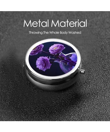 Purple Beauty Butterfly Round Pill Box 3 Compartment Portable Travel Medicine Organizer Mini Decorative Pocket Pill Case for Vitamins & Tablets Black - Buy Online on GoSupps.com