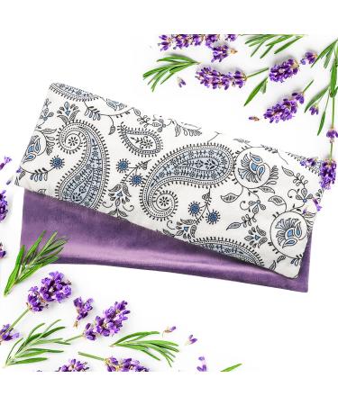 Eye Pillow with Extra Cover Yoga Meditation Accessories Lavender Aromatherapy Weighted Eye Mask for Sleeping, Yoga, Meditation, Self Care Relaxation Gifts for Women, Mom White&purple