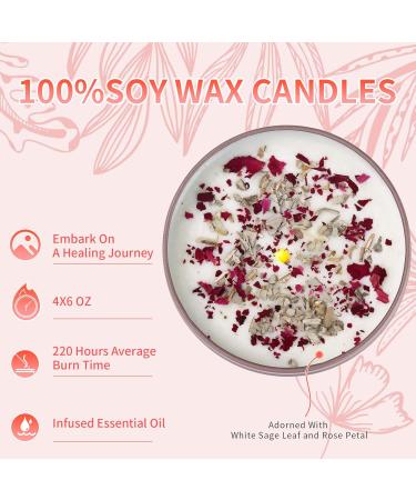 Shop White Sage Candle 4 Pack - 220 Hours Burn Time | Healing Journey with Sage Leaf Rose & Essential Oil - Buy Online on GoSupps.com