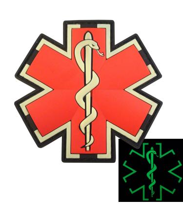 Glow Dark EMS EMT Medic Paramedic Morale Tactical PVC 3D Fastener Patch