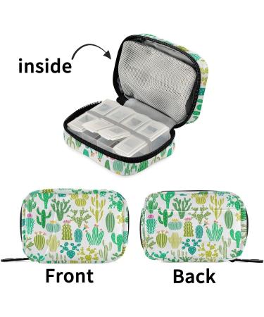 Fustylead Cute Green Cactus Travel Pill Organizer | 7-Day Zipper Pill Case for Vitamins & Supplements - Perfect for Purse Storage - Buy Online on GoSupps.com