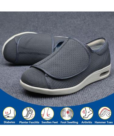 bamuam Diabetic Shoes for Elderly Women - Adjustable Closure, Lightweight & Breathable Swollen Feet Sneakers - Men 12/Women 13 Dark Gray - Buy Online on GoSupps.com