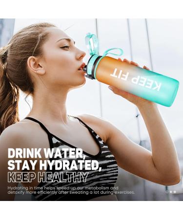 Fuldent 1L BPA-Free Sports Water Bottle | Non-Slip Grip | Ideal for Bike Outdoor School & Gym - Green-Orange - Buy Online on GoSupps.com