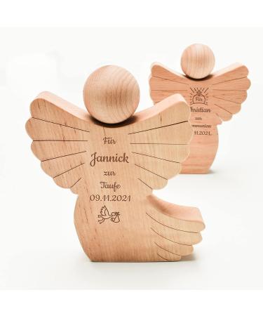 Personalized Holzengel | Engraved Wooden Guardian Angel for Baptism | Unique Baby & Children Gifts | Ideal Godfather Gift for Boys & Girls - Buy Online on GoSupps.com