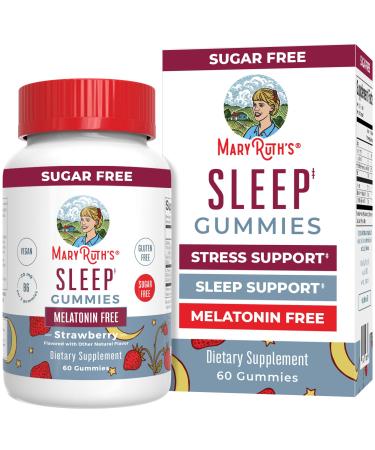 MaryRuth Organics Sleep Gummies | Sugar Free | NO Melatonin | L Theanine | Lemon Balm Leaf | Chamomile | Vitamin B6 | Relaxation & Sleep Support | Stress Relief | Vegan | Gluten Free | 60 Count