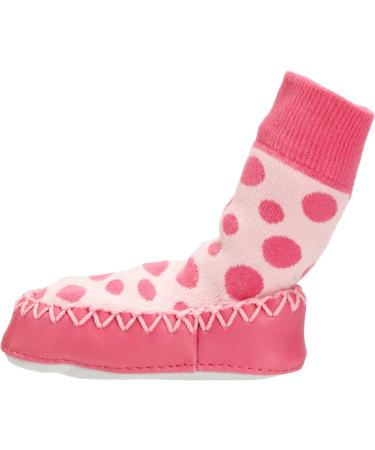 Mocc Ons Washable Leather Sole Slipper Socks (18-24 Months) - Pink Spot - Buy Online on GoSupps.com