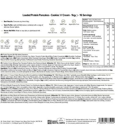 Protein Works Loaded Protein Pancake Mix | Premium Cookies 'n' Cream | 16 Servings | High-Protein Pancakes | 1kg for International Shipping - Buy Online on GoSupps.com