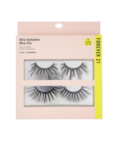 Forever 21 Eyelashes 2-Pack Ultra Eyelashes Set Voluminous False Lashes 5D Faux Lashes | F21 Beauty Eyelashes Womens Eyelashes Easy To Apply Makeup Artist Must Haves