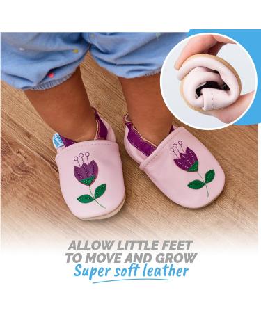 Soft Sole Leather Baby Shoes for Boys and Girls | Toddler Walking Shoes 2-3 Years | Tulips Design - Buy Online on GoSupps.com