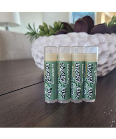 Lizard Lips USDA Certified Organic 4 Pack - Eucalyptus Mint | Natural Lip Balm Set - Buy Online on GoSupps.com